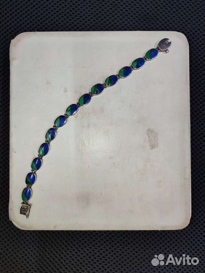 Серебряный браслет с Лазуритом,малахитом
