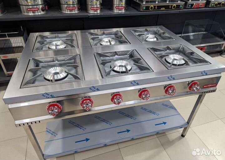 Плита газовая профессиональная 6 конфорок Silver