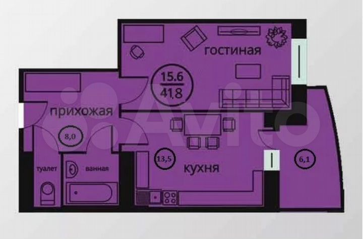 1-к. квартира, 42 м², 15/17 эт.