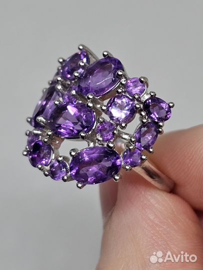Серебряное кольцо с аметистами