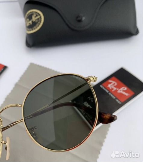 Очки ray ban round metal зеленые
