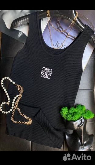 Майка топ логотип Loewe стразы