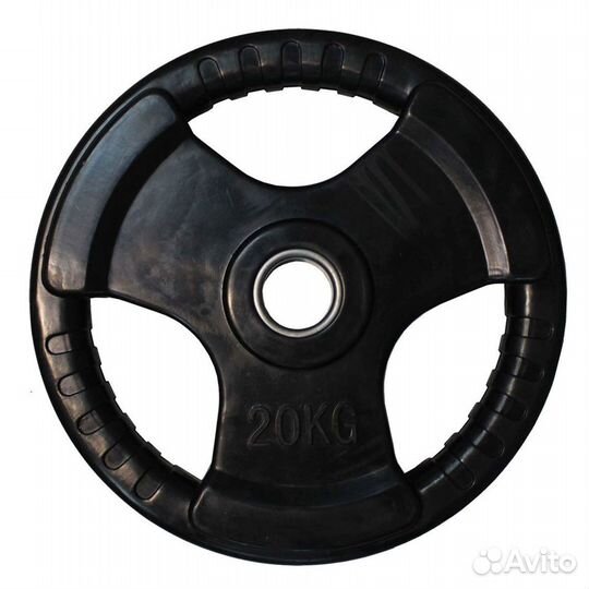 Диск обрезиненный ZSO черный 3 handle D-51, 20 кг