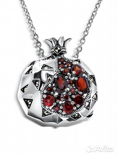 Серебряная брошь-подвеска «Гранатовое вино» alexan