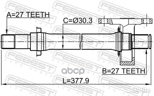 Полуось правая 27X377X27 0312fkmtrh Febest