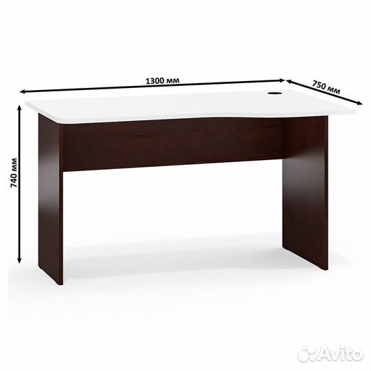 Стол письменный Мебельный Двор мд 1.04 цвет венге/белый шагрень, 130х75х74 см