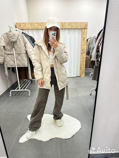 Куртка женская весенняя с поясом стеганая