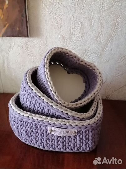 Вязаные корзины для хранения набор
