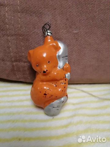 Ёлочная игрушка Медведь на ветке СССР
