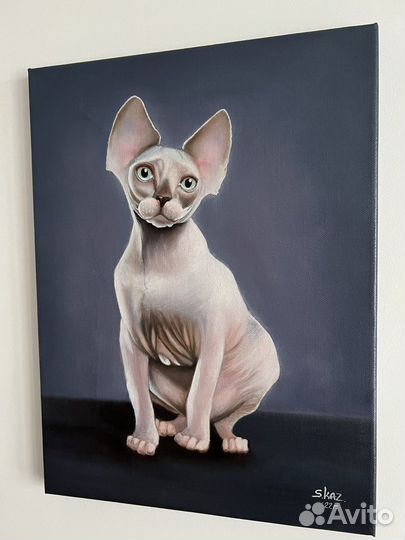 Картина маслом на холсте кот сфинкс
