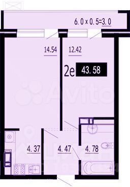 1-к. квартира, 44 м², 14/18 эт.
