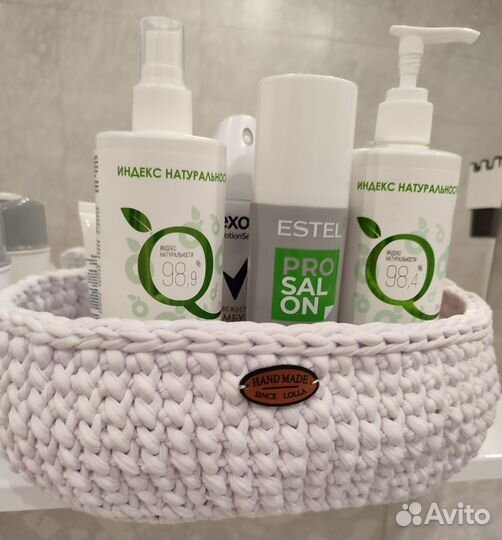 Корзина вязаная из трикотажной пряжи