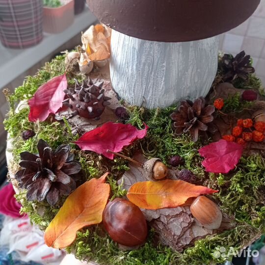 Поделка осенняя гриб боровичок, осенний букет