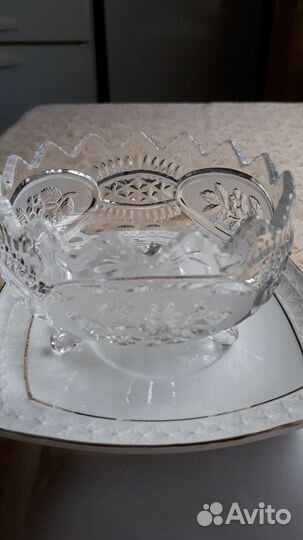 Хрустальная ваза на ножках, винтаж СССР