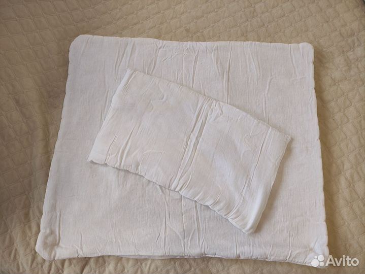 Бортики, балдахин, подушка, одеяло в кроватку