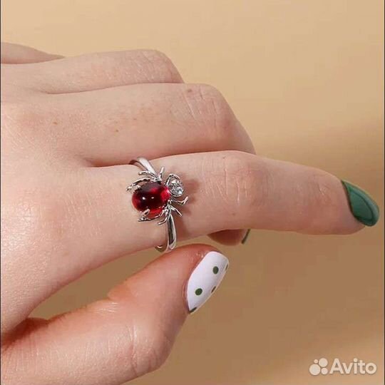 Кольцо Красный Паучок. Безразмерное. Новое