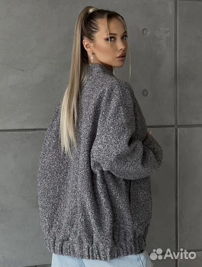 Бомбер серый шерсть