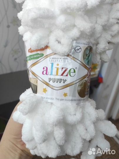 Пряжа Alize Рuffy 55 бeлый упаковкaиз 5 шт