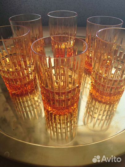 Хрустальные стаканы Оранжевые 10.5 см 6 шт