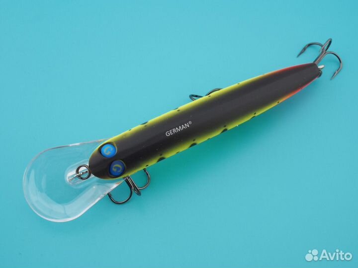 Воблер для троллинга до 8 метров 125 мм желтый