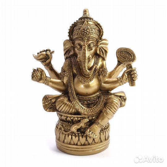 Ганеша в Лотосе - Статуэтка под бронзу, ru*025