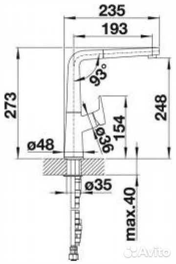 Смеситель Банко (Blanco) с душем для кухни гранит