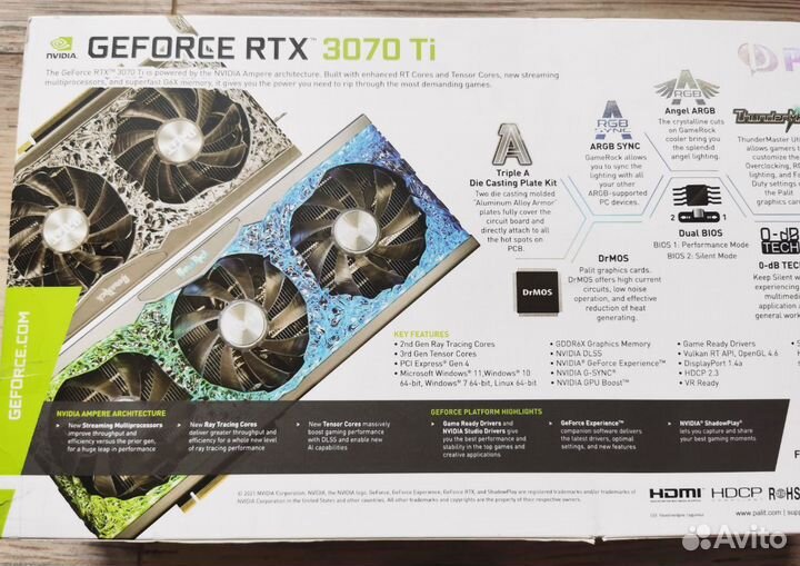 Видеокарта Palit RTX 3070Ti Gamerock новая с чеком