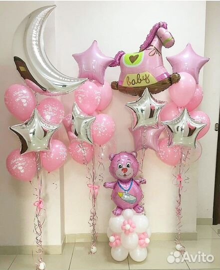 Шарики на выписку из роддома, украшение