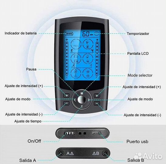 EMS электрофорез массажер для миостимуляции