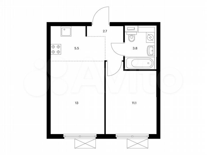 2-к. квартира, 36,1 м², 9/25 эт.