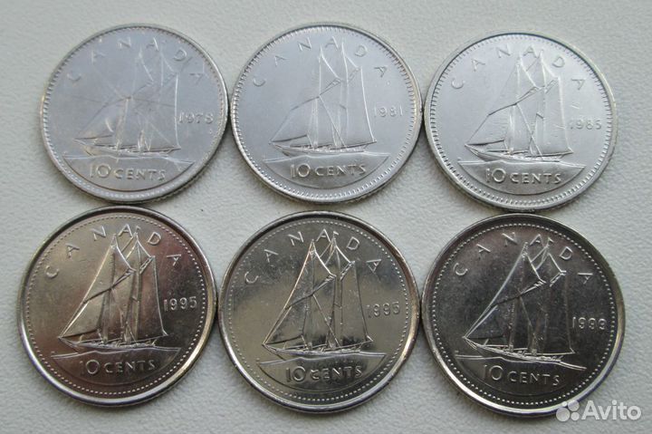 Канада 1 цент и 10 центов