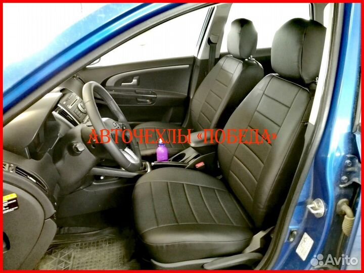 Чехлы Kia Ceed 2 из экокожи чёрные Классика