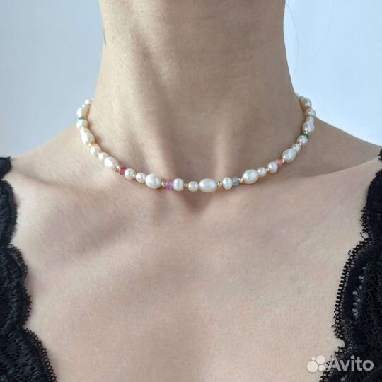 Колье чокер из натуральных камней