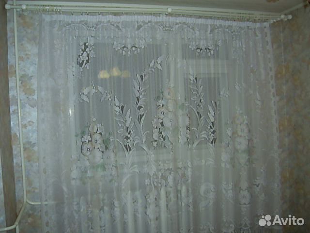 Тюль готовая, на шторной ленте, с рисунком цветы п