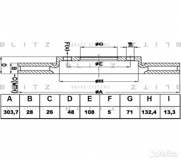 Диск тормозной передний вентилируемый