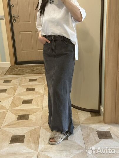 Джинсовая юбка макси