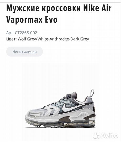Кроссовки Nike Air Vapormax Evo, 44