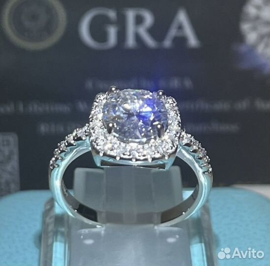 Муассанит лабораторный кольцо 2 ct 8 мм VVS1