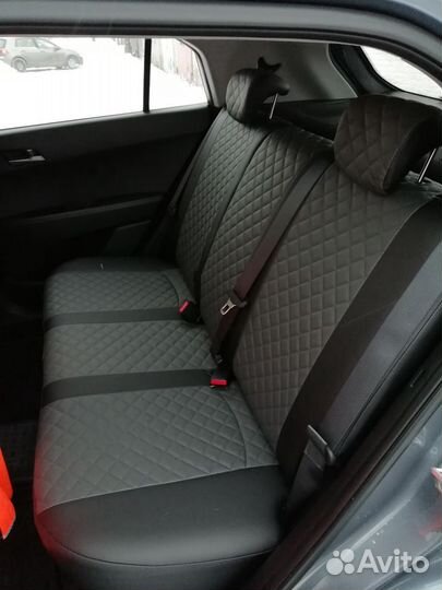 Чехлы для Hyundai Creta черные с серым ромб