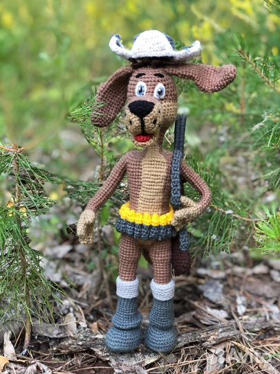 Пес Шарик из Простоквашино игрушка вязаная крючком