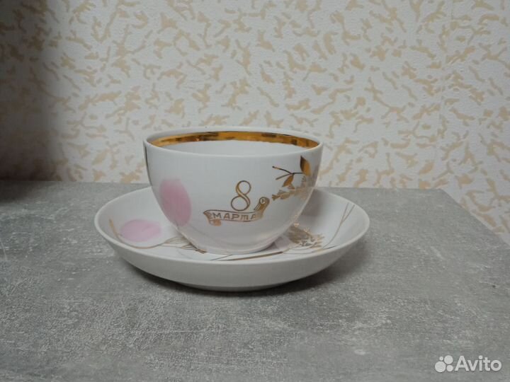 Чайные чашки с блюдцем СССР, фарфор