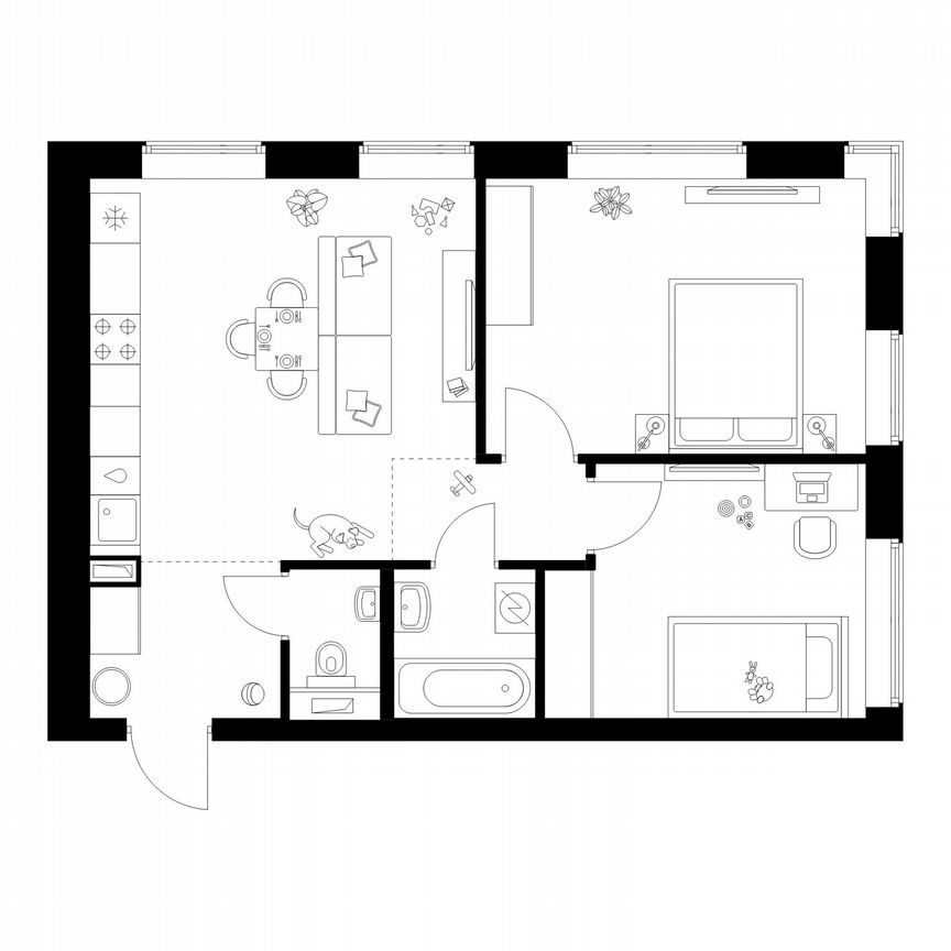 2-к. квартира, 55 м², 48/50 эт.