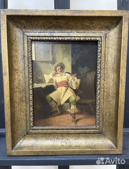 Антикварная картина на дереве 