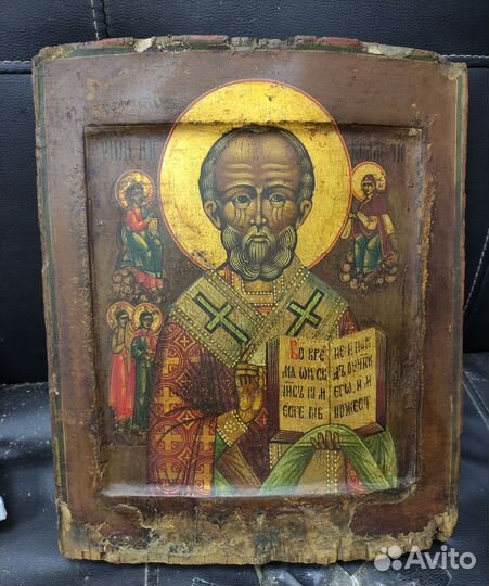 Старинная икона св Николай Чудотворец