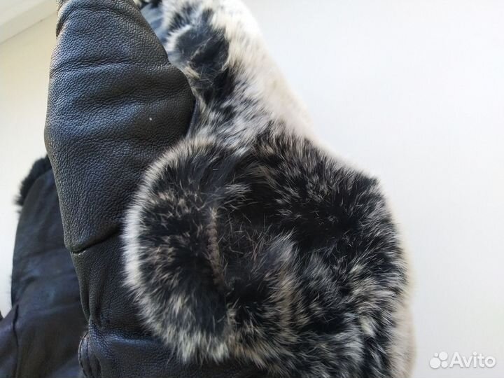 Варежки мех кролик с кожей
