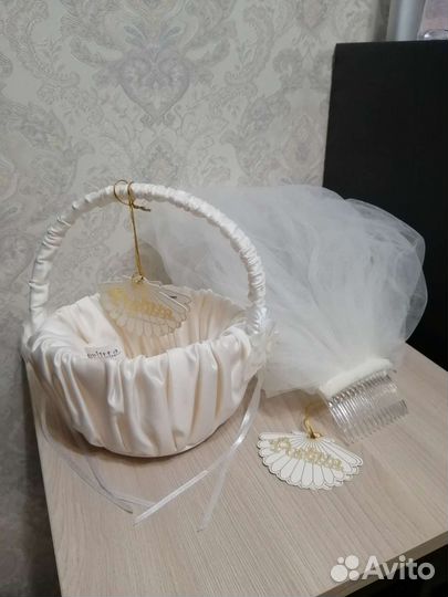 Сумка из атласа, фата с гребнем, Charmante, крем