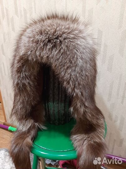 Шапка для взрослого песец с чернобуркой