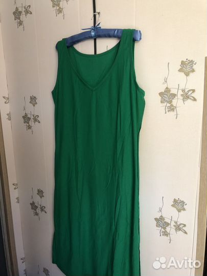 Платье изумрудное, хлопок 52-54 р