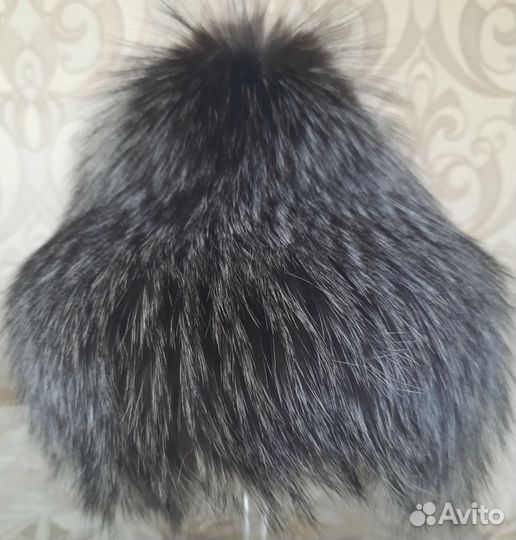 Шапка женская из чернобурки вязаная