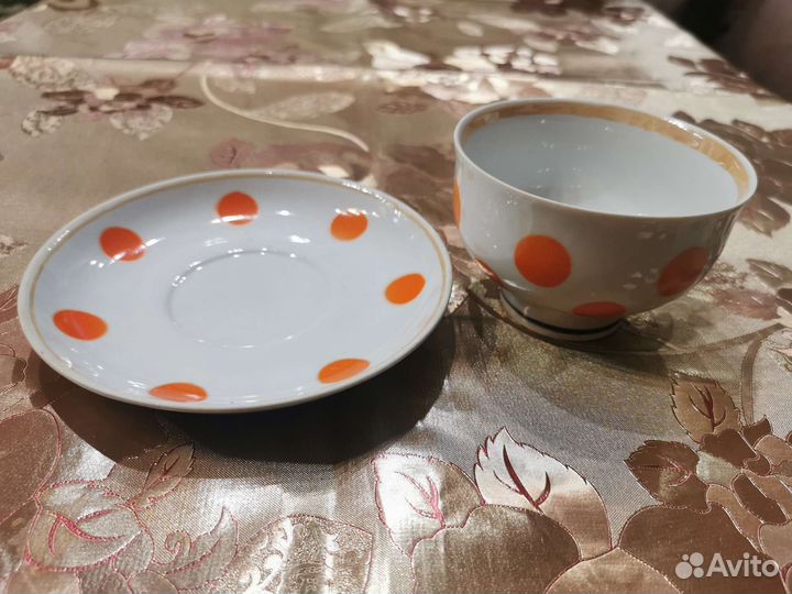 Фарфор СССР чайная пара в горох и другие